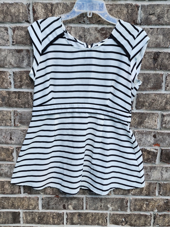 Motherhood Maternity Tops - Motherhood Maternity Black & White Striped Peplum Nursing Top Silky Flowy Light